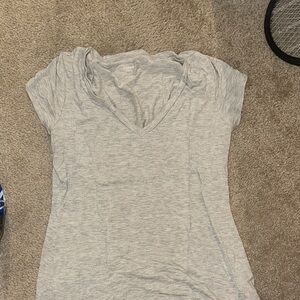 Express Light Gray V-Neck Short Sleeve Tee